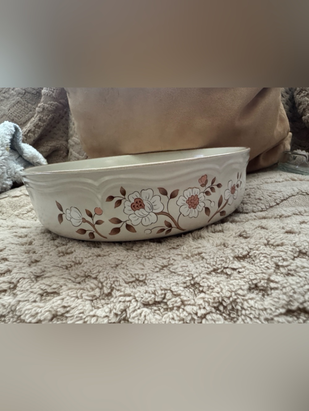 Covington Cream Ceramic Plate with Blue Maker's Mark